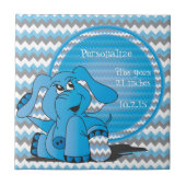 Funny Blue Chevron Gekke Elephant Keepomwille Tegeltje (Voorkant)