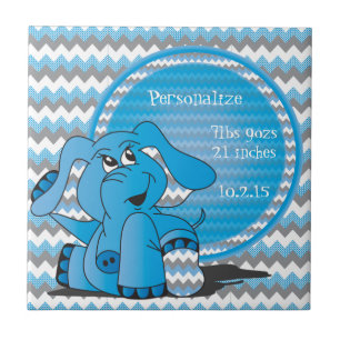 Funny Blue Chevron Gekke Elephant Keepomwille Tegeltje