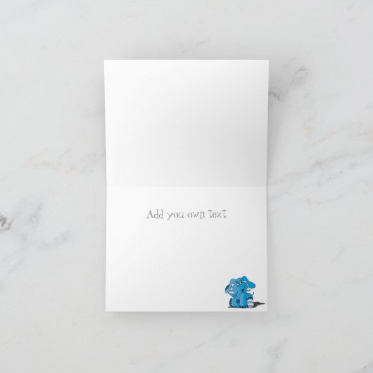 Funny Blue Chevron Gekke Elephant Note-kaarten Bedankkaart (Binnen)