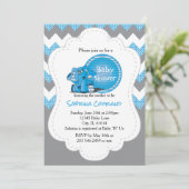 Funny Blue Chevron Gekke olifant | BABY SHOWER Kaart (Staand voorkant)