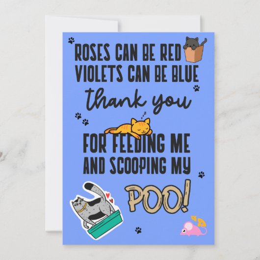 Funny Blue Cute Happy Vaderdag van kat Kaart (Voorkant)