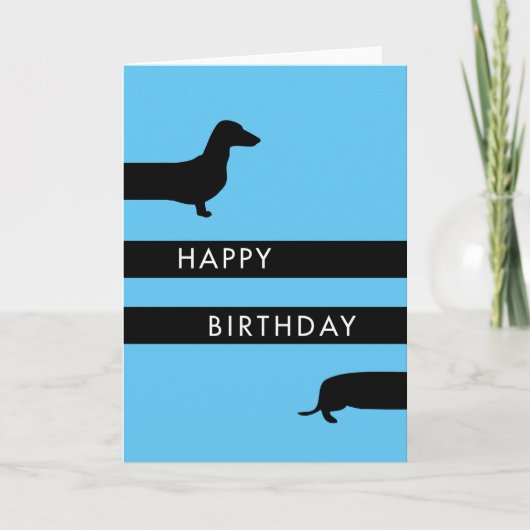 Funny blue Dachshund Happy Birthday Kaart (Voorkant)