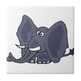 Funny Blue Elephant Cartoon Tegeltje