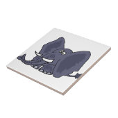 Funny Blue Elephant Cartoon Tegeltje (Zijkant)
