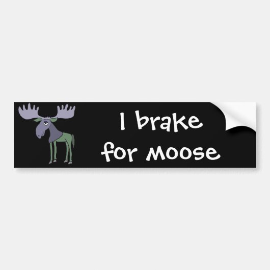 Funny Blue en Green Moose Cartoon Bumpersticker (Voorkant)