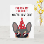 Funny Blue en Tan French Bulldog Birthday Card Kaart (Gele Bloem)