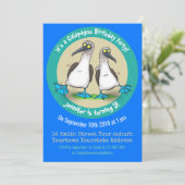Funny blue footed boobies cartoon op de derde verj kaart (Staand voorkant)