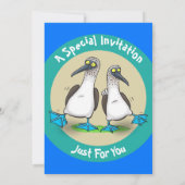 Funny blue footed boobies cartoon op de derde verj kaart (Achterkant)