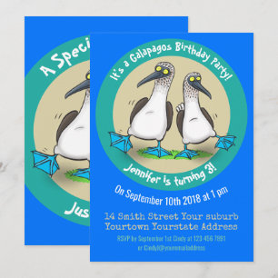 Funny blue footed boobies cartoon op de derde verj kaart