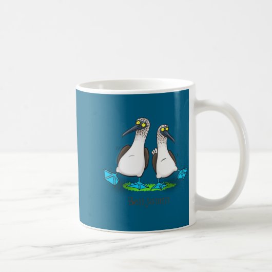 Funny Blue Footed Ies Cartoon Illustration Koffiemok (Rechts)