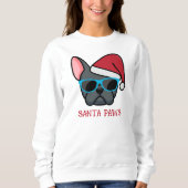 Funny Blue Frenchie Santa Paws Kerstmis Trui (Voorkant)