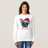 Funny Blue Frenchie Santa Paws Kerstmis Trui (Voorkant volledig)