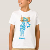 Funny Blue Giraffe Hey je teken T-shirt (Voorkant)