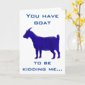 Funny Blue Goat Happy Birthday Kaart (Gele Bloem)