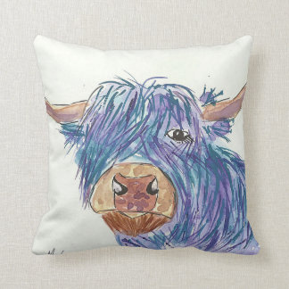 Funny Blue Highland Cow Kussen