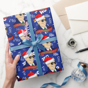 Funny Blue Ho's President Joe Biden Kerstmis Cadeaupapier