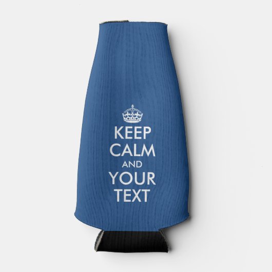 Funny blue Houd kalm en jouw tekst fleskoeler Flesjeskoeler (Voorkant)