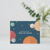 Funny Blue Illustrated Planets Briefkaart (Staand voorkant)