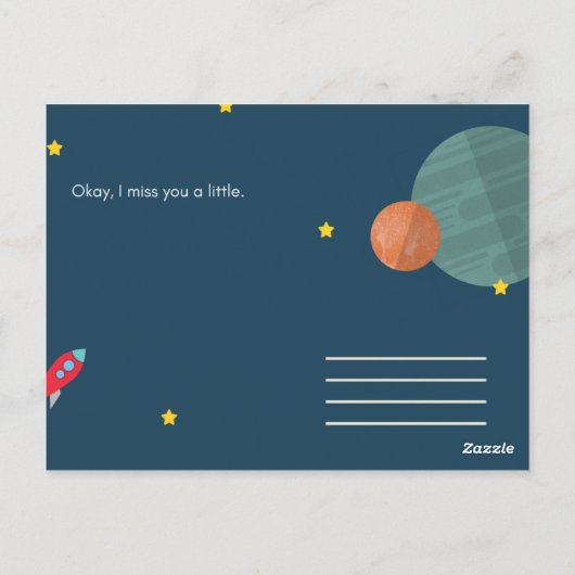 Funny Blue Illustrated Planets Briefkaart (Achterkant)
