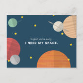 Funny Blue Illustrated Planets Briefkaart (Voorkant)