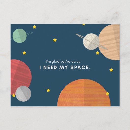 Funny Blue Illustrated Planets Briefkaart (Voorkant)