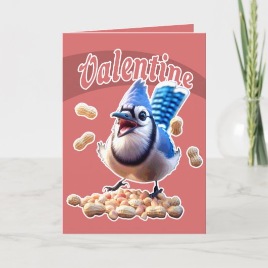Funny Blue Jay Valentijn Speelse Crazy Bird Pinda Kaart (Voorkant)