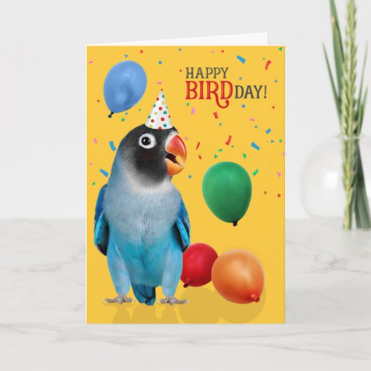 Funny Blue Lovebird Parrot Birthday Kaart (Voorkant)