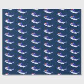 Funny Blue Marlin als kerstman Cadeaupapier (Vlak)