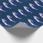 Funny Blue Marlin als kerstman Cadeaupapier (Hoek)