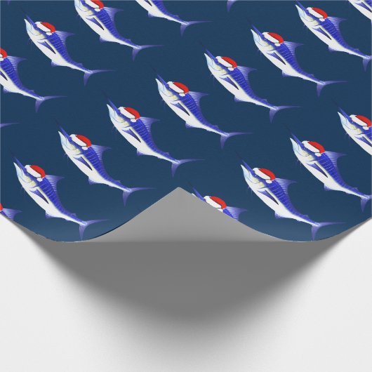 Funny Blue Marlin als kerstman Cadeaupapier (Hoek)