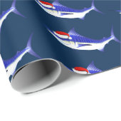 Funny Blue Marlin als kerstman Cadeaupapier (Rol Hoek)