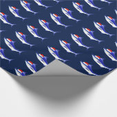 Funny Blue Marlin Santa Claus Cadeaupapier (Hoek)