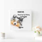 Funny Blue Merle Dog Waterverf Canine Art Vierkante Klok (Huis)