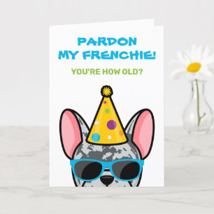 Funny Blue Merle French Bulldog Frenchie Birthday Kaart