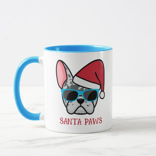 Funny Blue Merle Frenchie Santa Paws Kerstmis Mok (Links)