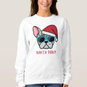Funny Blue Merle Frenchie Santa Paws Kerstmis Trui (Voorkant)