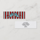 FUNNY BLUE MUSTACHE GLITTER RED STRIPES MINI VISITEKAARTJE (Voorkant / Achterkant)