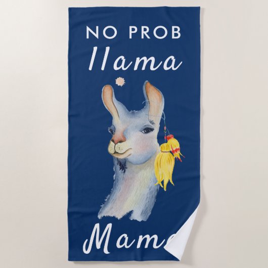 Funny Blue No Prob Llama Mama Strandlaken (Voorkant)