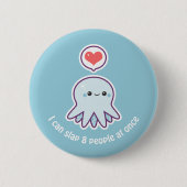 Funny Blue Octopus Ronde Button 5,7 Cm (Voorkant)