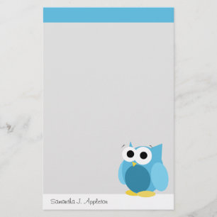 Funny Blue Owl - Gepersonaliseerde schrijfkunst Briefpapier