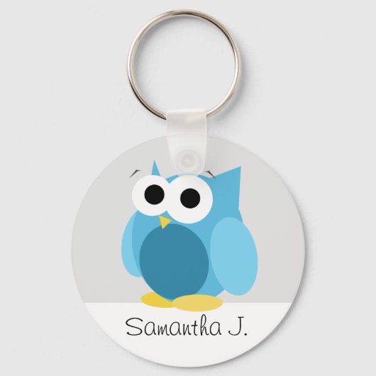 Funny Blue Owl - Persoonlijke Sleutelhanger (Voorkant)
