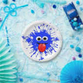 Funny Blue Paint Splat guy Papieren Bordje (Feest)