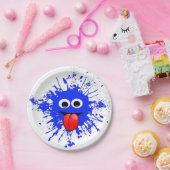 Funny Blue Paint Splat guy Papieren Bordje (Feest)