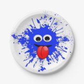 Funny Blue Paint Splat guy Papieren Bordje (Voorkant)