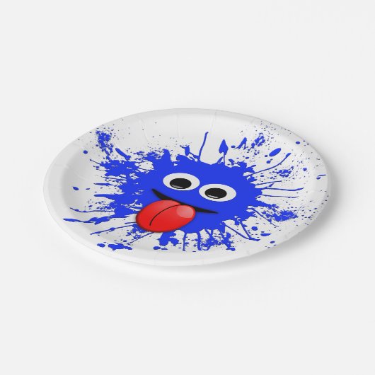 Funny Blue Paint Splat guy Papieren Bordje (Gekanteld)