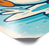 Funny Blue Penguin Ice Skating Quote Design Foto Afdruk (Hoek)