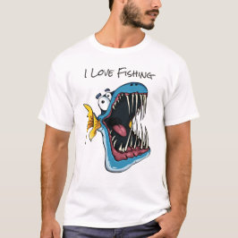 Funny Blue Piranha Fish Vissende illustratie T-shirt