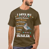 Funny Blue Quaker Shirt I Love Quaker Parrot (Voorkant)