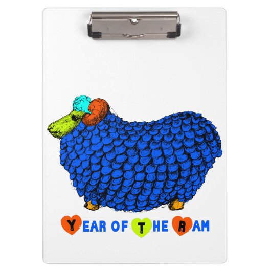 Funny Blue Ram Chinees Jaar Zodiac Klembord (Voorkant)