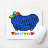 Funny Blue Ram Chinees Jaar Zodiac Mousepad Muismat (Met muis)